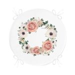 Özel Tasarım İsimli Çiçek Desenli Dijital Baskılı Yuvarlak Fermuarlı Sandalye Minderi Realhomes