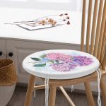 - RealHomes Yuvarlak Fermuarlı Minder - Realhomes  Ortanca Çiçeği Figürlü Özel Tasarım Dijital Baskılı Modern Yuvarlak Fermuarlı Sandalye Minderi Realhomes