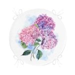 - RealHomes Yuvarlak Fermuarlı Minder - Realhomes  Ortanca Çiçeği Figürlü Özel Tasarım Dijital Baskılı Modern Yuvarlak Fermuarlı Sandalye Minderi Realhomes