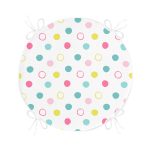 Renkli Puantiyeli Dijital Baskılı Yuvarlak Fermuarlı Sandalye Minderi Realhomes