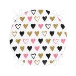 Renkli Kalp Desenli Dijital Baskılı Yuvarlak Fermuarlı Sandalye Minderi Realhomes