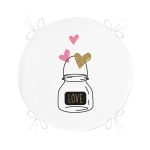 - RealHomes Yuvarlak Fermuarlı Minder - Realhomes Love Kalp Desenli Dijital Baskılı Yuvarlak Fermuarlı Sandalye Minderi Realhomes