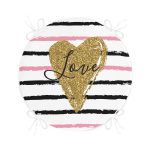 - RealHomes Yuvarlak Fermuarlı Minder - Realhomes  Love Yaldızlı Kalp Desenli Dijital Baskılı Modern Yuvarlak Fermuarlı Sandalye Minderi Realhomes