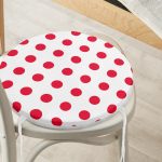 - RealHomes Yuvarlak Fermuarlı Minder - Realhomes Kırmızı Puantiyeli Dijital Baskılı Yuvarlak Fermuarlı Sandalye Minderi Realhomes
