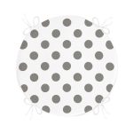 - RealHomes Yuvarlak Fermuarlı Minder - Realhomes  Gri Puantiyeli Dijital Baskılı Modern Yuvarlak Fermuarlı Sandalye Minderi Realhomes