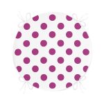 Mor Puantiyeli Dijital Baskılı Yuvarlak Fermuarlı Sandalye Minderi Realhomes