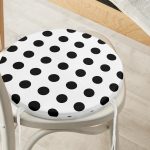 Siyah Puantiyeli Dijital Baskılı Modern Yuvarlak Fermuarlı Sandalye Minderi Realhomes