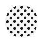 Siyah Puantiyeli Dijital Baskılı Modern Yuvarlak Fermuarlı Sandalye Minderi Realhomes