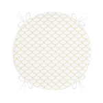 - RealHomes Yuvarlak Fermuarlı Minder - Realhomes Hardal Renkli Geometrik Desenli Dijital Baskılı Yuvarlak Fermuarlı Sandalye Minderi Realhomes