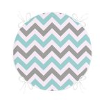 Turkuaz Gri Zikzak Desenli Dijital Baskılı Modern Yuvarlak Fermuarlı Sandalye Minderi Realhomes