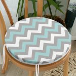 Gri Turkuaz Zikzak Desenli Dijital Baskılı Yuvarlak Fermuarlı Sandalye Minderi Realhomes