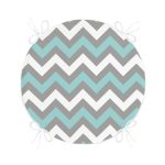 Gri Turkuaz Zikzak Desenli Dijital Baskılı Yuvarlak Fermuarlı Sandalye Minderi Realhomes