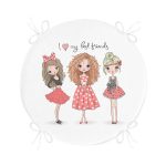 - RealHomes Yuvarlak Fermuarlı Minder - Realhomes Best Friends Temalı Dijital Baskılı Modern Yuvarlak Fermuarlı Sandalye Minderi Realhomes