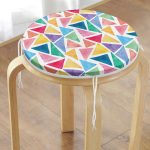 Renkli Geometrik Resimli Dijital Baskılı Modern Yuvarlak Fermuarlı Sandalye Minderi Realhomes