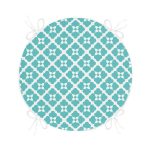 - RealHomes Yuvarlak Fermuarlı Minder - Realhomes Turkuaz Renkli Yonca Desenli Dijital Baskılı Yuvarlak Fermuarlı Sandalye Minderi Realhomes