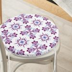 - RealHomes Yuvarlak Fermuarlı Minder - Realhomes Renkli Çiçek Desenli Dijital Baskılı Yuvarlak Fermuarlı Sandalye Minderi Realhomes