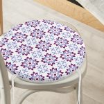 - RealHomes Yuvarlak Fermuarlı Minder - Realhomes Modern Çiçek Resimli Dijital Baskılı Yuvarlak Fermuarlı Sandalye Minderi Realhomes