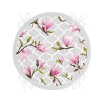 Geometrik Zeminli Çiçek Temalı Modern Yuvarlak Fermuarlı Sandalye Minderi Realhomes