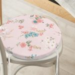 - RealHomes Yuvarlak Fermuarlı Minder - Realhomes Pembe Zeminli Çiçek Desenli Modern Yuvarlak Fermuarlı Sandalye Minderi Realhomes