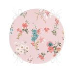 - RealHomes Yuvarlak Fermuarlı Minder - Realhomes Pembe Zeminli Çiçek Desenli Modern Yuvarlak Fermuarlı Sandalye Minderi Realhomes