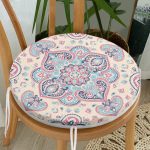 Damask Desen Motifli Yuvarlak Fermuarlı Sandalye Minderi Realhomes