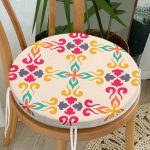 - RealHomes Yuvarlak Fermuarlı Minder - Realhomes  Krem Zeminli Geometrik Dijital Baskılı Yuvarlak Fermuarlı Sandalye Minderi Realhomes