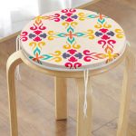 - RealHomes Yuvarlak Fermuarlı Minder - Realhomes  Krem Zeminli Geometrik Dijital Baskılı Yuvarlak Fermuarlı Sandalye Minderi Realhomes