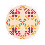 - RealHomes Yuvarlak Fermuarlı Minder - Realhomes  Krem Zeminli Geometrik Dijital Baskılı Yuvarlak Fermuarlı Sandalye Minderi Realhomes