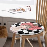 - RealHomes Yuvarlak Fermuarlı Minder - Realhomes Damalı Fashion Girl Dijital Baskılı Modern Yuvarlak Fermuarlı Sandalye Minderi Realhomes