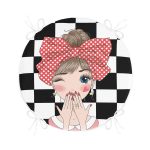 - RealHomes Yuvarlak Fermuarlı Minder - Realhomes Damalı Fashion Girl Dijital Baskılı Modern Yuvarlak Fermuarlı Sandalye Minderi Realhomes