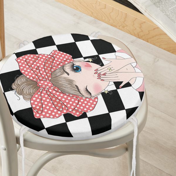 - RealHomes Yuvarlak Fermuarlı Minder - Realhomes  Renkli Zeminli Beyaz Ortanca Çiçek Desenli Dijital Baskılı Modern Yuvarlak Fermuarlı Sandalye Minderi Realhomes