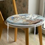 - RealHomes Yuvarlak Fermuarlı Minder - Realhomes  Mavi Kuş Desen Dijital Baskılı Yuvarlak Fermuarlı Sandalye Minderi Realhomes