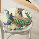 - RealHomes Yuvarlak Fermuarlı Minder - Realhomes Tavus Kuşu Dijital Baskılı Yuvarlak Fermuarlı Sandalye Minderi Realhomes