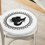 - RealHomes Yuvarlak Fermuarlı Minder - Realhomes Siyah Beyaz Bayan Resimli Dijital Yuvarlak Fermuarlı Sandalye Minderi Realhomes