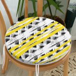 - RealHomes Yuvarlak Fermuarlı Minder - Realhomes  Sarı Siyah Üçgen ve Çizgiler Desenli Yuvarlak Fermuarlı Sandalye Minderi Realhomes