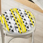 - RealHomes Yuvarlak Fermuarlı Minder - Realhomes  Sarı Siyah Üçgen ve Çizgiler Desenli Yuvarlak Fermuarlı Sandalye Minderi Realhomes