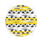 - RealHomes Yuvarlak Fermuarlı Minder - Realhomes  Sarı Siyah Üçgen ve Çizgiler Desenli Yuvarlak Fermuarlı Sandalye Minderi Realhomes