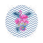 Zikzak Zeminli Flamingo Dijital Baskılı Yuvarlak Fermuarlı Sandalye Minderi Realhomes