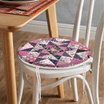 - RealHomes Yuvarlak Fermuarlı Minder - Realhomes Mürdüm Renk Patchwork Desenli Yuvarlak Fermuarlı Sandalye Minderi Realhomes