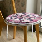 - RealHomes Yuvarlak Fermuarlı Minder - Realhomes Mürdüm Renk Patchwork Desenli Yuvarlak Fermuarlı Sandalye Minderi Realhomes