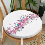 - RealHomes Yuvarlak Fermuarlı Minder - Realhomes Sarmaşık Gül Desenli Kuş Motifli Dijital Baskılı Yuvarlak Fermuarlı Sandalye Minderi Realhomes