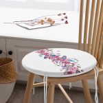 - RealHomes Yuvarlak Fermuarlı Minder - Realhomes Sarmaşık Gül Desenli Kuş Motifli Dijital Baskılı Yuvarlak Fermuarlı Sandalye Minderi Realhomes