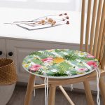 - RealHomes Yuvarlak Fermuarlı Minder - Realhomes Tropik Bitki Desenli Dijital Baskılı Yuvarlak Fermuarlı Sandalye Minderi Realhomes