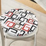 - RealHomes Yuvarlak Fermuarlı Minder - Realhomes  Labirent Çizimli Modern Dijital Baskılı Yuvarlak Fermuarlı Sandalye Minderi Realhomes