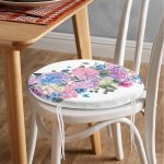 - RealHomes Yuvarlak Fermuarlı Minder - Realhomes  Lila Renk Salkım Zambak Desenli Dijital Baskılı Yuvarlak Fermuarlı Sandalye Minderi Realhomes