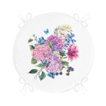 - RealHomes Yuvarlak Fermuarlı Minder - Realhomes Lila Renk Demet Zambak Motifli Yuvarlak Fermuarlı Sandalye Minderi Realhomes