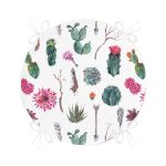 - RealHomes Yuvarlak Fermuarlı Minder - Realhomes  Kuş Tüyü Motifli Çöl Bitkisi Desenli Modern Dijital Baskılı Yuvarlak Fermuarlı Sandalye Minderi Realhomes