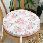 - RealHomes Yuvarlak Fermuarlı Minder - Realhomes Realhomes Pudra Beyaz Yatay Temalı Dijital Baskılı Modern Yuvarlak Fermuarlı Sandalye Minderi Realhomes