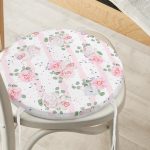 - RealHomes Yuvarlak Fermuarlı Minder - Realhomes Realhomes Pudra Beyaz Yatay Temalı Dijital Baskılı Modern Yuvarlak Fermuarlı Sandalye Minderi Realhomes