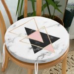 - RealHomes Yuvarlak Fermuarlı Minder - Realhomes Yaldız Renk Ters Üçgen Desenli Yuvarlak Fermuarlı Sandalye Minderi Realhomes